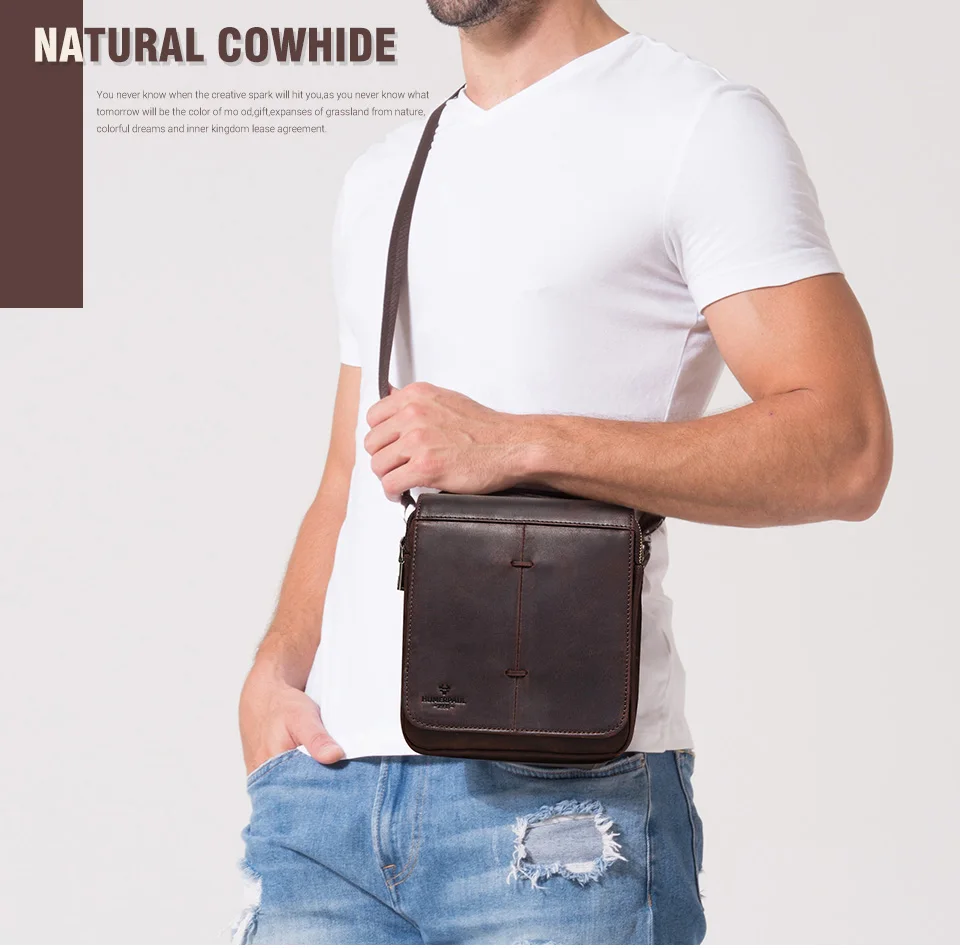 HUMERPAUL 600 Genuine Leather Messenger Bag for Men