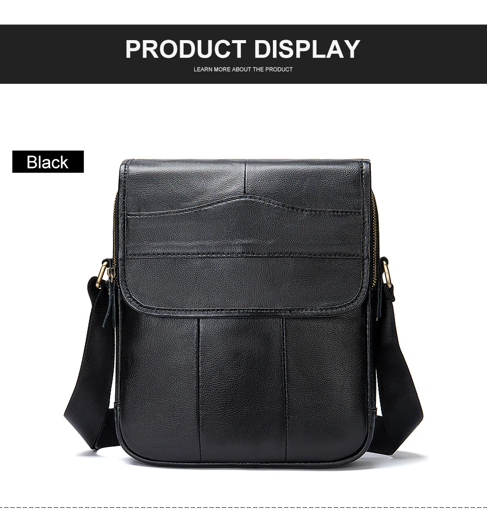 MVA ZM1121 Genuine Leather Crossbody Bag for Men - Black MVA ZM1121 Genuine Leather Crossbody Bag for Men - Black