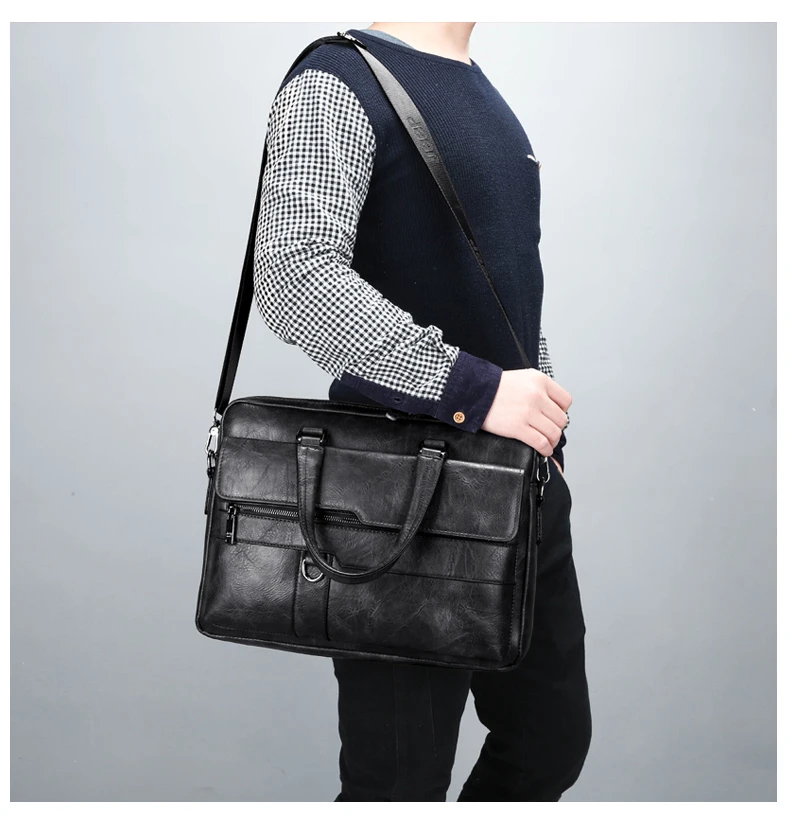 Men's PU Leather Business Briefcase Black Men's PU Leather Business Briefcase Black