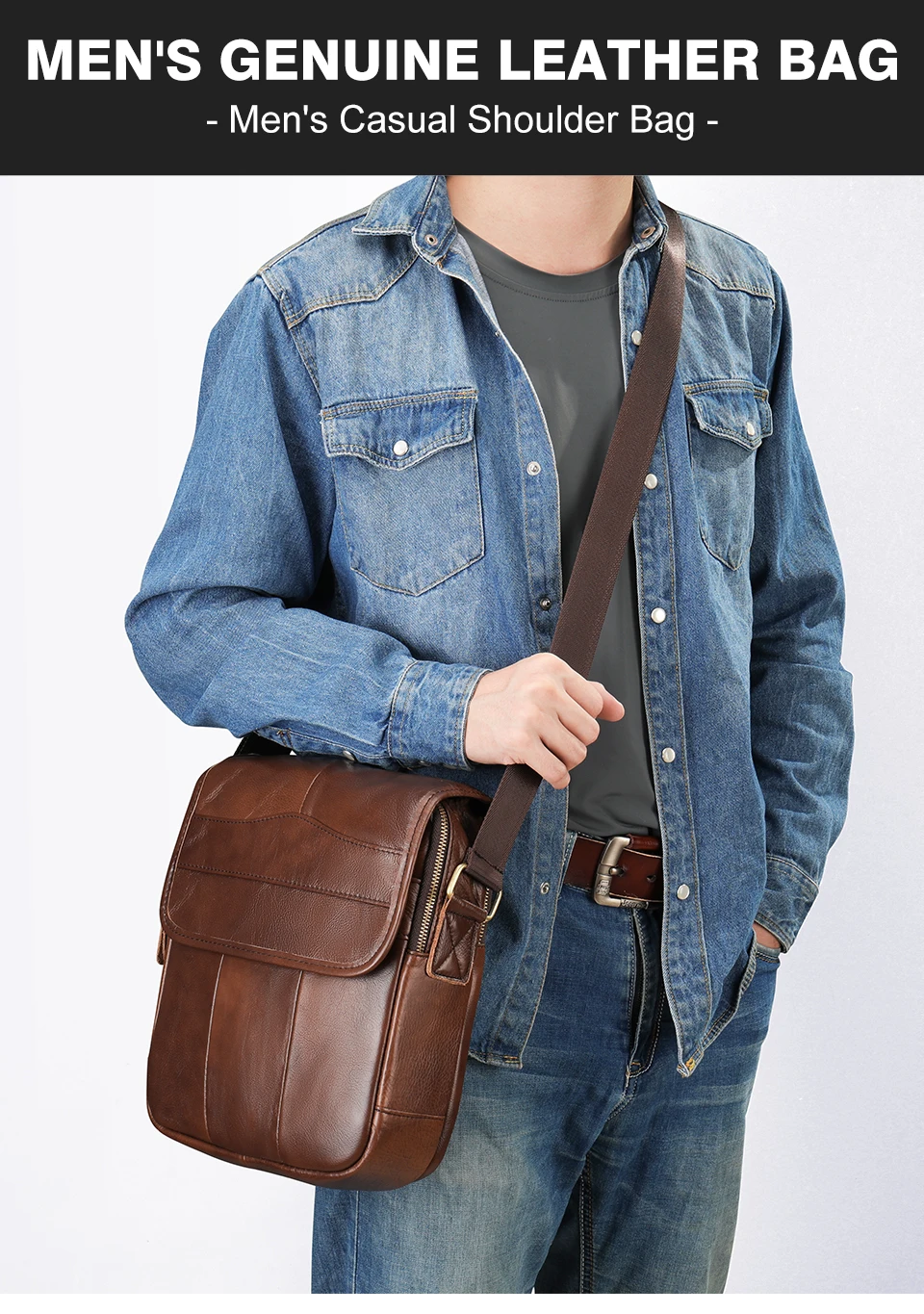 MVA ZM1121 Genuine Leather Crossbody Bag for Men MVA ZM1121 Genuine Leather Crossbody Bag for Men