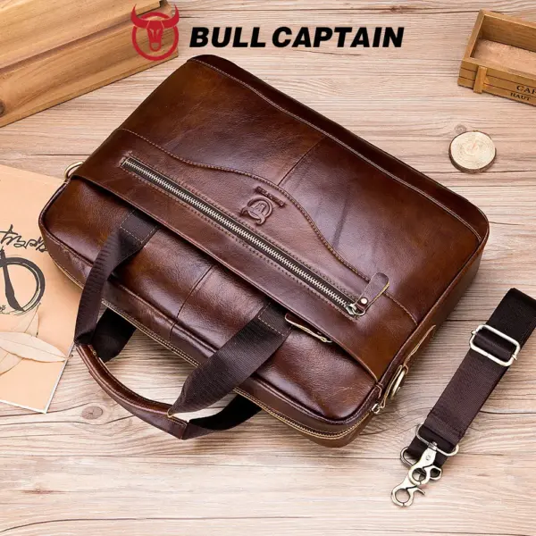 BULLCAPTAIN Briefcase Shoulder Messenger Bags Men's Genuine Leather 14-inch Laptop Bag's Men's Briefcase Office Business Handbag - AliExpress 1524