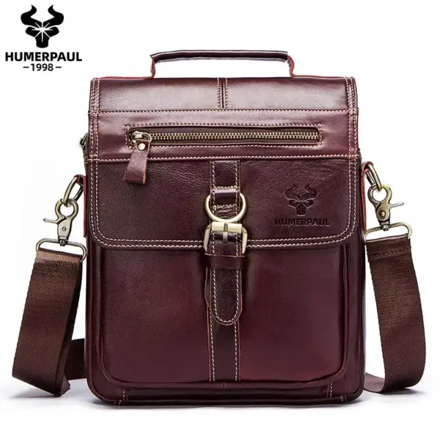 HUMERPAUL 100%Genuine Leather Man's Crossbody Shoulder Bag Multi-Function For Travel Handbags Large Capacity Cow Leather Bag - AliExpress 1524