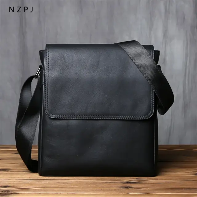 NZPJ Men's Leather Crossbody Bag 10 Vertical