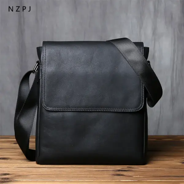 NZPJ Men's Leather Crossbody Bag 10 Vertical