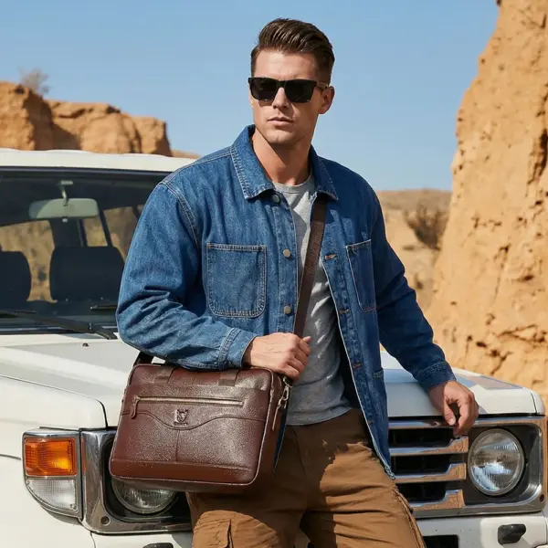BULLCAPTAIN Briefcase Shoulder Messenger Bags Men's Genuine Leather 14-inch Laptop Bag's Men's Briefcase Office Business Handbag - AliExpress 1524