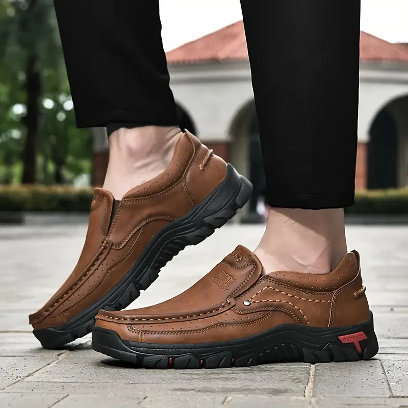 XK Cowboy 6800 Men’s Leather Slip-On Loafers Khaki Wear