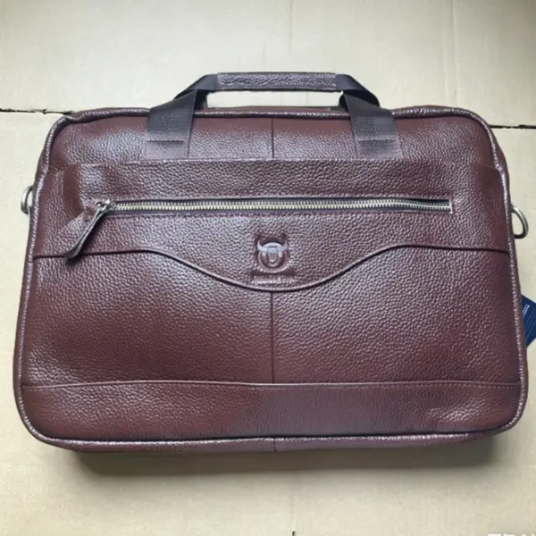 BULLCAPTAIN Briefcase Shoulder Messenger Bags Men's Genuine Leather 14-inch Laptop Bag's Men's Briefcase Office Business Handbag - AliExpress 1524