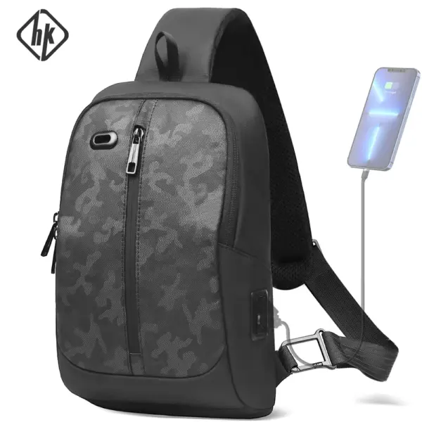 HK Lightweight Shoulder Bag USB Charging Camouflage Crossbody Bag for Men Casual Outdoor Running Sling Bags With Earphone Jack - AliExpress
