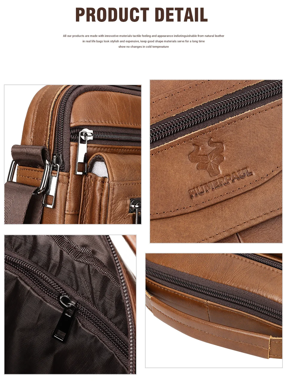 HUMERPAUL MH642 Genuine Leather Messenger Bag Detail HUMERPAUL MH642 Genuine Leather Messenger Bag Detail