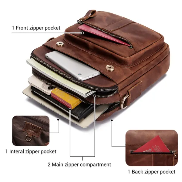 HUMERPAUL Genuine Leather Men's Shoulder Bag Luxury Work Business Messenger Bags Fashion Male Crossbody with Adjustable Straps - AliExpress 1524