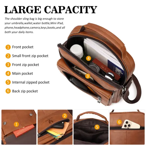 HUMERPAUL Genuine Leather Small Messenger Bag for Men Capacity Sling Crossbody Shoulder Bag Business Male Handbag for Work - AliExpress 1524