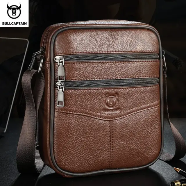 BULLCAPTAIN Men's Leather Shoulder Bag Multifunctional and High-Capacity Cowhide Crossbody Bag Handbag Casual Messenger Bag - AliExpress 1524