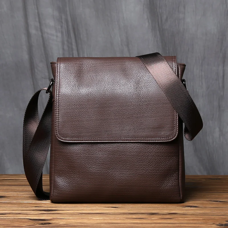 NZPJ D5024 Genuine Leather Men's Shoulder Bag - Brown NZPJ D5024 Genuine Leather Men's Shoulder Bag - Brown