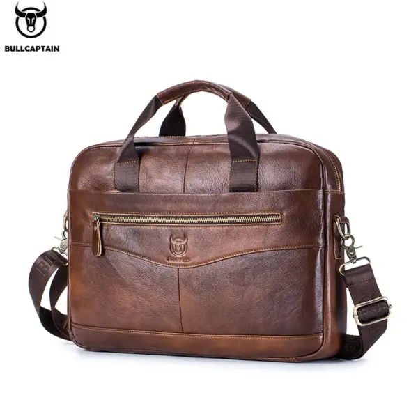 BULLCAPTAIN Briefcase Shoulder Messenger Bags Men's Genuine Leather 14-inch Laptop Bag's Men's Briefcase Office Business Handbag - AliExpress 1524