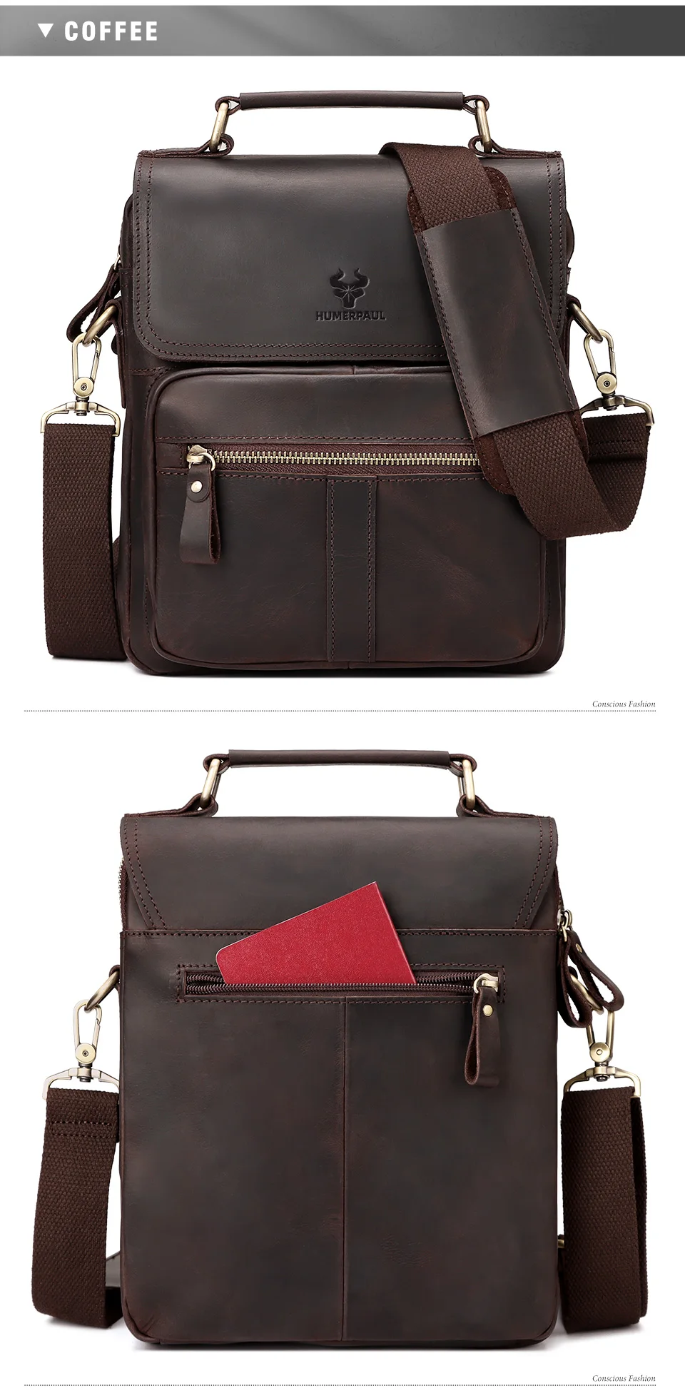 HUMERPAUL MH645 Genuine Leather Men's Shoulder Bag HUMERPAUL MH645 Genuine Leather Men's Shoulder Bag