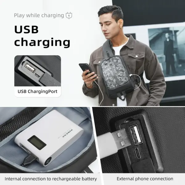 HK Lightweight Shoulder Bag USB Charging Camouflage Crossbody Bag for Men Casual Outdoor Running Sling Bags With Earphone Jack - AliExpress
