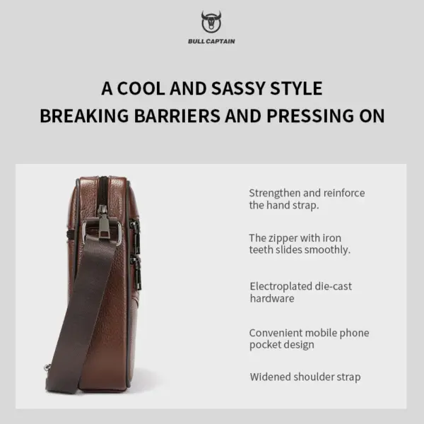 BULLCAPTAIN Men's Leather Shoulder Bag Multifunctional and High-Capacity Cowhide Crossbody Bag Handbag Casual Messenger Bag - AliExpress 1524