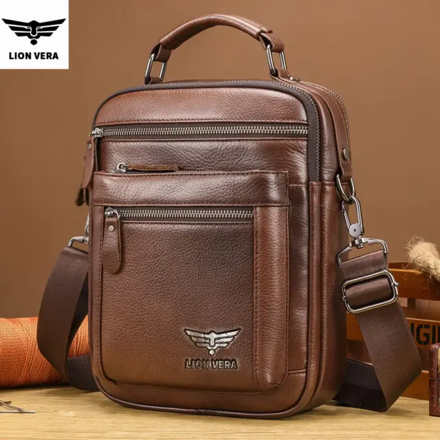 LION VERA Men's Shoulder Bag Casual Mobile Phone Zipper Bag Large Capacity Business Genuine Leather Travel Crossbody Bag - AliExpress 1524