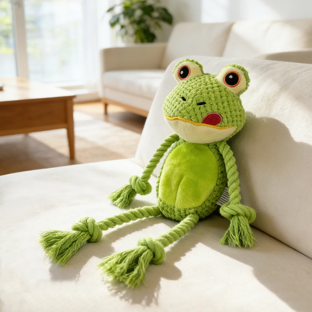 Interactive Squeaky Frog Dog Toy