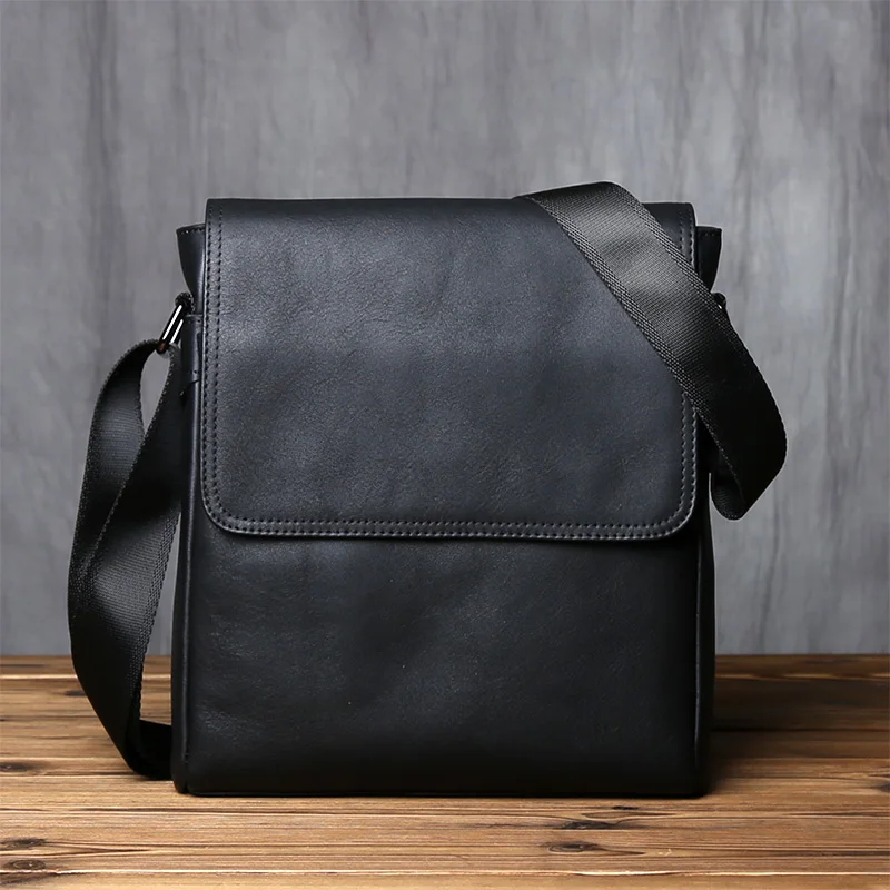 NZPJ D5024 Genuine Leather Men's Shoulder Bag - Black NZPJ D5024 Genuine Leather Men's Shoulder Bag - Black