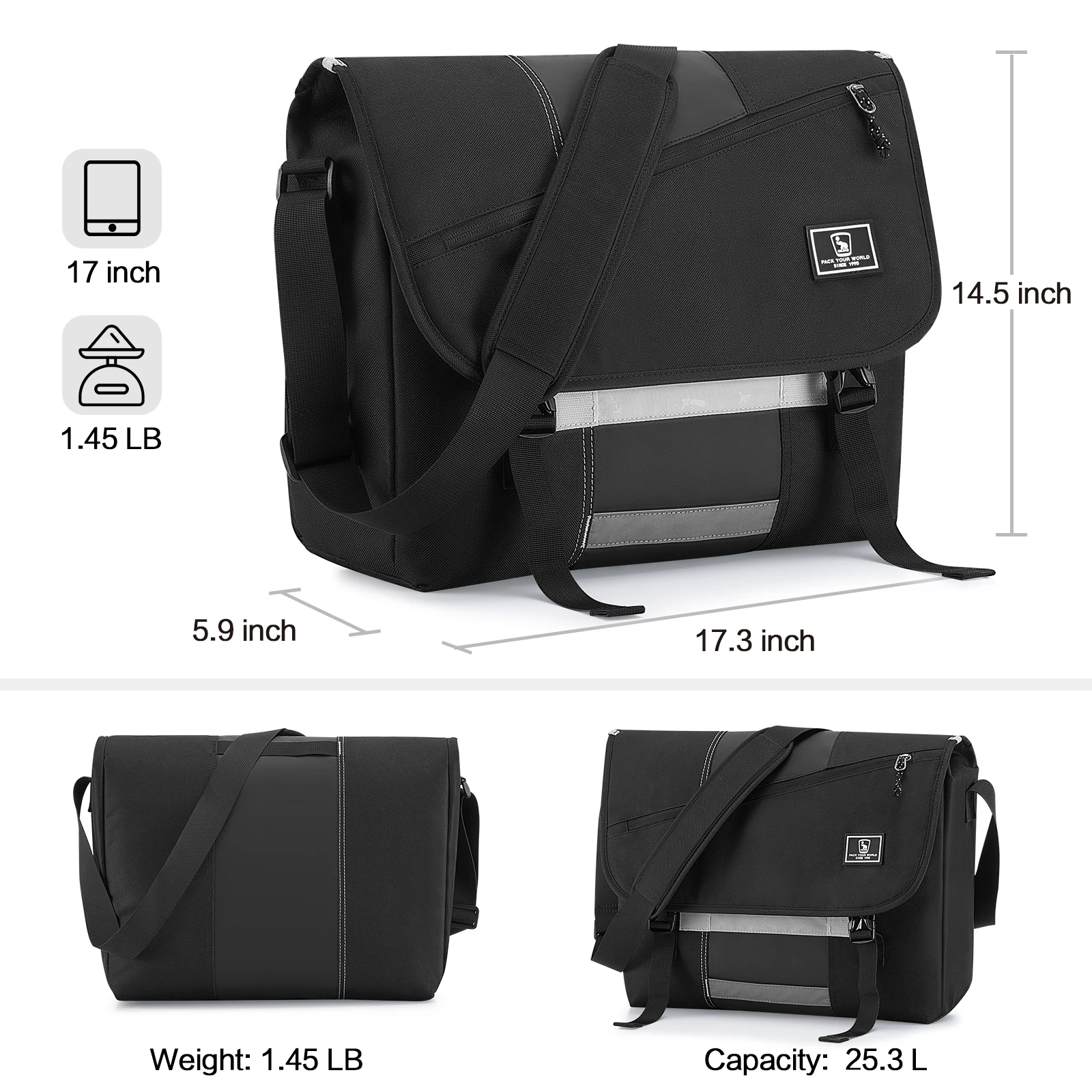 OIWAS OCK5578L 17-Inch Laptop Messenger Bag - Black OIWAS OCK5578L 17-Inch Laptop Messenger Bag - Black