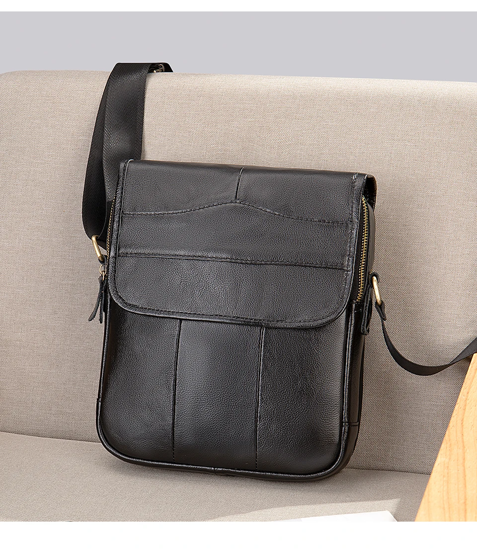 MVA ZM1121 Genuine Leather Crossbody Bag for Men - Black MVA ZM1121 Genuine Leather Crossbody Bag for Men - Black