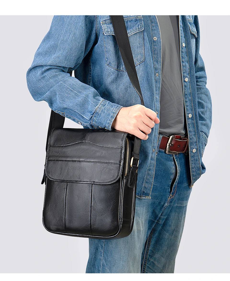 MVA ZM1121 Genuine Leather Crossbody Bag for Men - Black MVA ZM1121 Genuine Leather Crossbody Bag for Men - Black