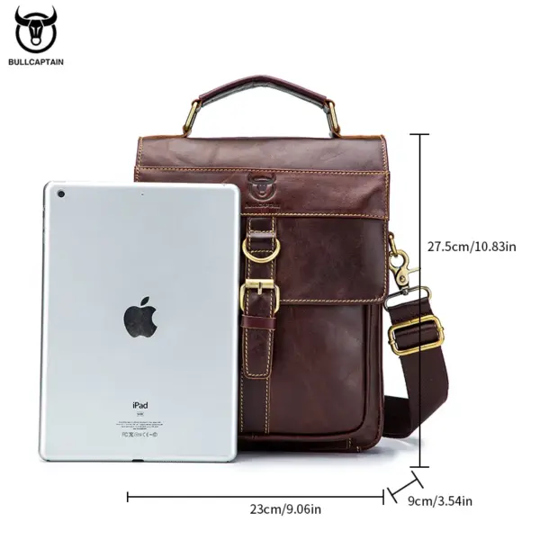BULLCAPTAIN Men's Leather Shoulder Bag, Retro Business Crossbody Bag, Large Capacity Fashion Casual Youth Student Handbag - AliExpress 1524