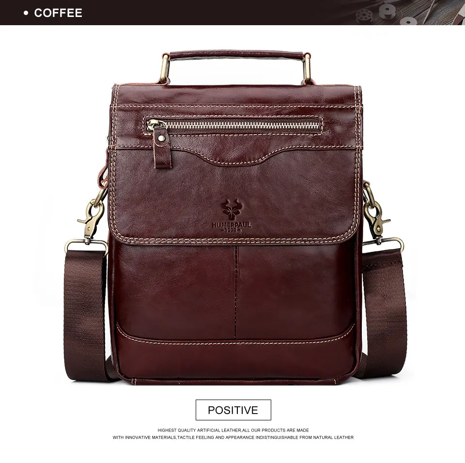 HUMERPAUL MH625 Genuine Leather Crossbody Bag - Brown HUMERPAUL MH625 Genuine Leather Crossbody Bag - Brown