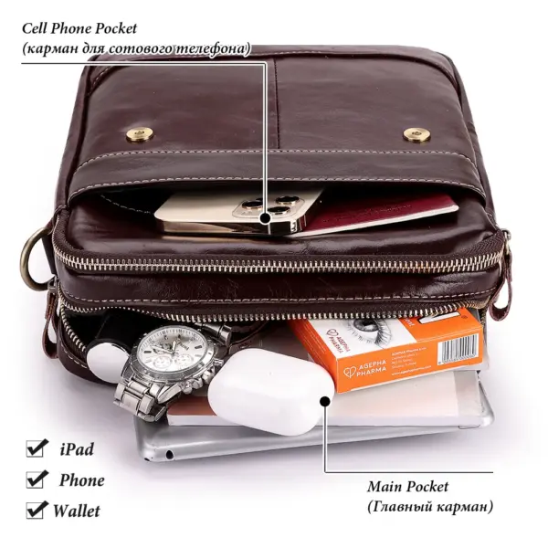 HUMERPAUL Men's Vintage Genuine Leather Crossbody Bag Casual Handheld & Shoulder Messenger Bag for Business Daily Use Quality - AliExpress 1524