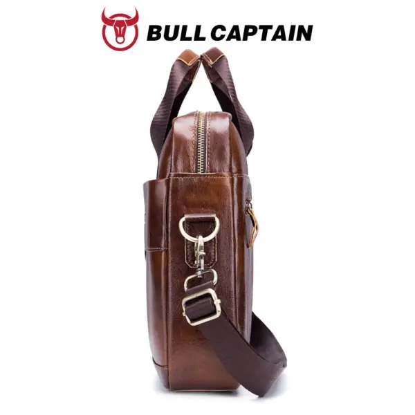 BULLCAPTAIN Briefcase Shoulder Messenger Bags Men's Genuine Leather 14-inch Laptop Bag's Men's Briefcase Office Business Handbag - AliExpress 1524