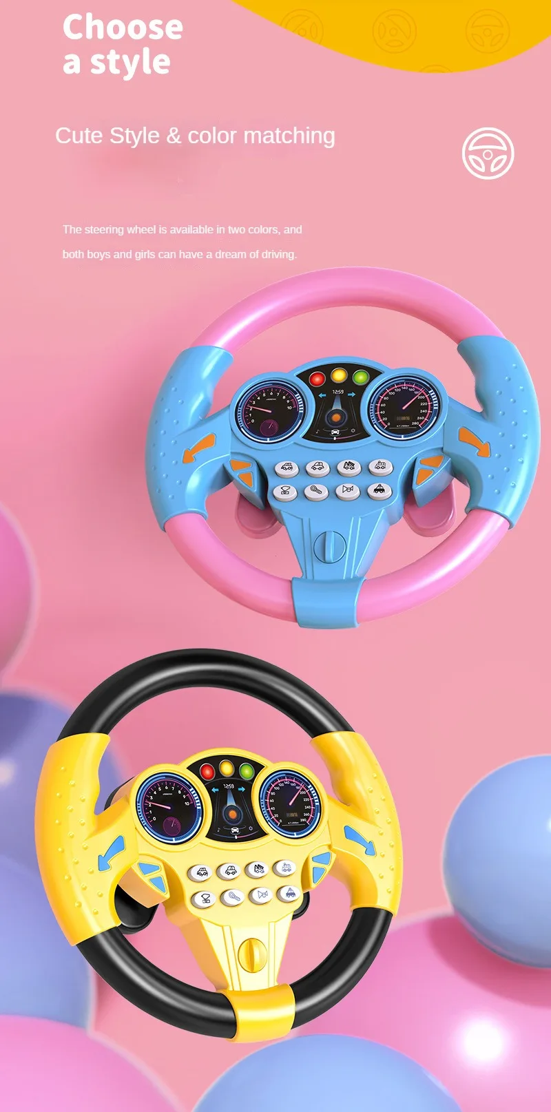 Interactive Steering Wheel Toy for Kids - Choose a Style