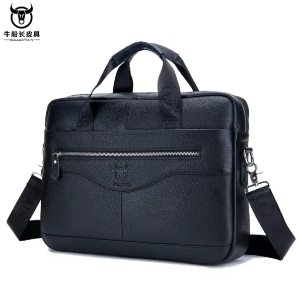 BULLCAPTAIN Briefcase Shoulder Messenger Bags Men's Genuine Leather 14-inch Laptop Bag's Men's Briefcase Office Business Handbag - AliExpress 1524