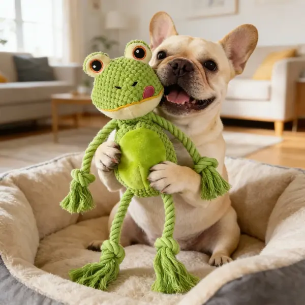 Interactive Squeaky Frog Dog Toy