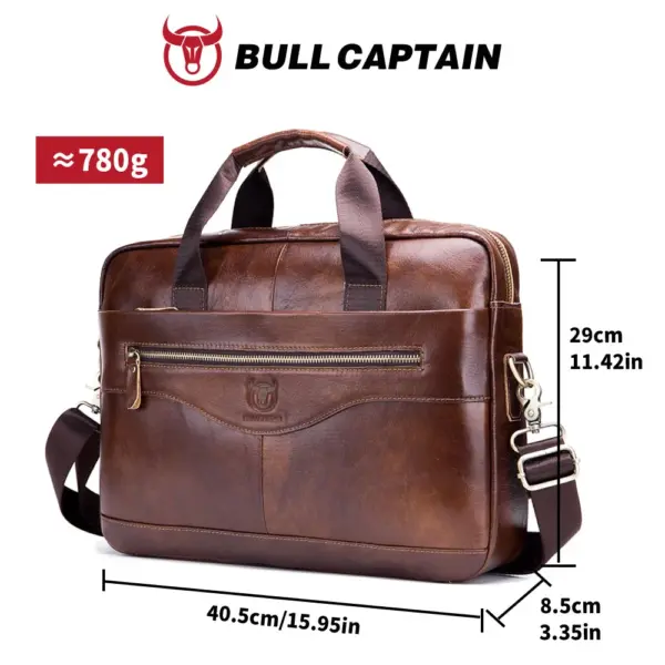 BULLCAPTAIN Briefcase Shoulder Messenger Bags Men's Genuine Leather 14-inch Laptop Bag's Men's Briefcase Office Business Handbag - AliExpress 1524
