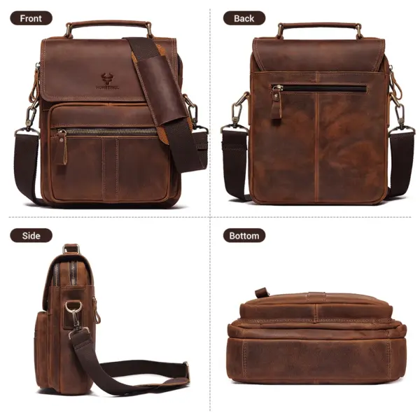 HUMERPAUL Genuine Leather Men's Shoulder Bag Luxury Work Business Messenger Bags Fashion Male Crossbody with Adjustable Straps - AliExpress 1524