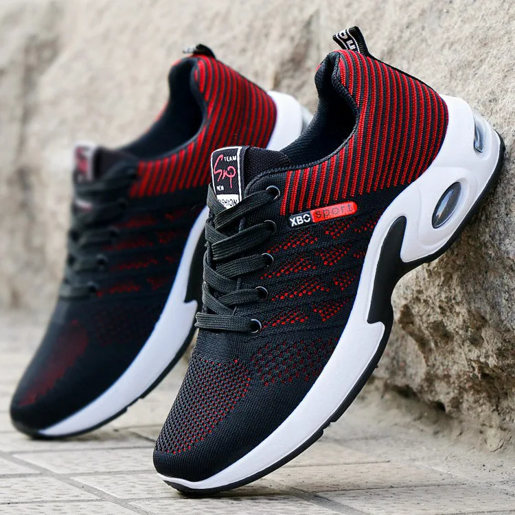 SA9308 Men’s Breathable Mesh Casual Sneakers Red-Black