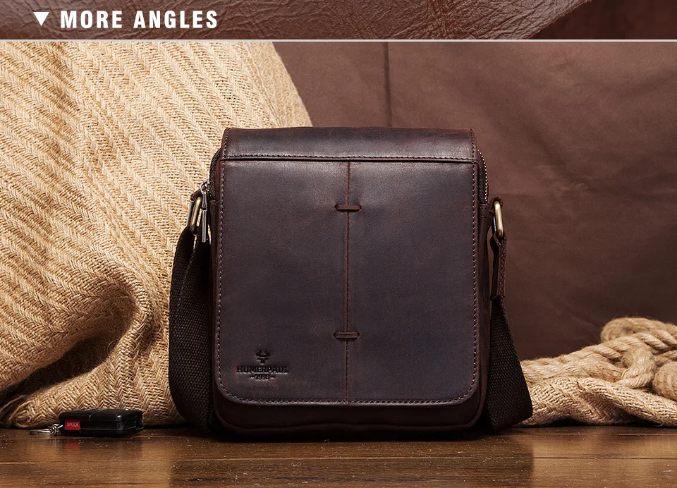 HUMERPAUL 600 Genuine Leather Messenger Bag for Men