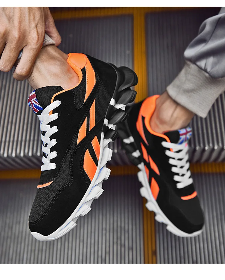 Unisex Breathable Air Mesh Running Shoes - Black Orange