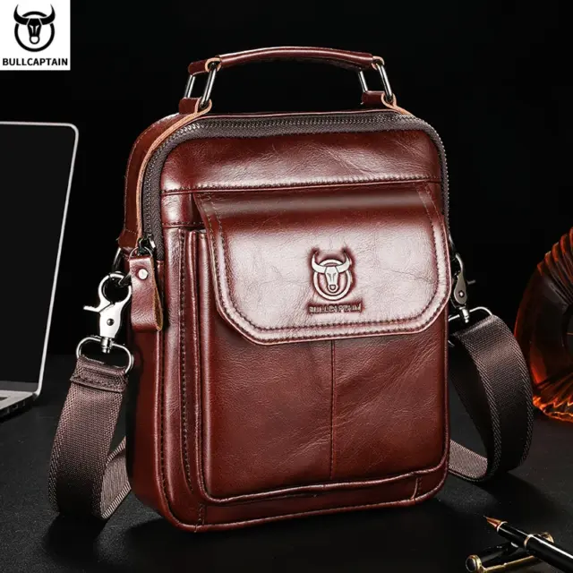 BULLCAPTAIN Men's Genuine Leather Shoulder Bag