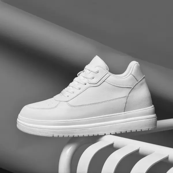 New Invisible Height-increasing Shoes for Men, 6CM-8CM-10CM Sports Shoes,White Leather Sports Shoes for Men,Enlarged Sizes 36-46 - AliExpress