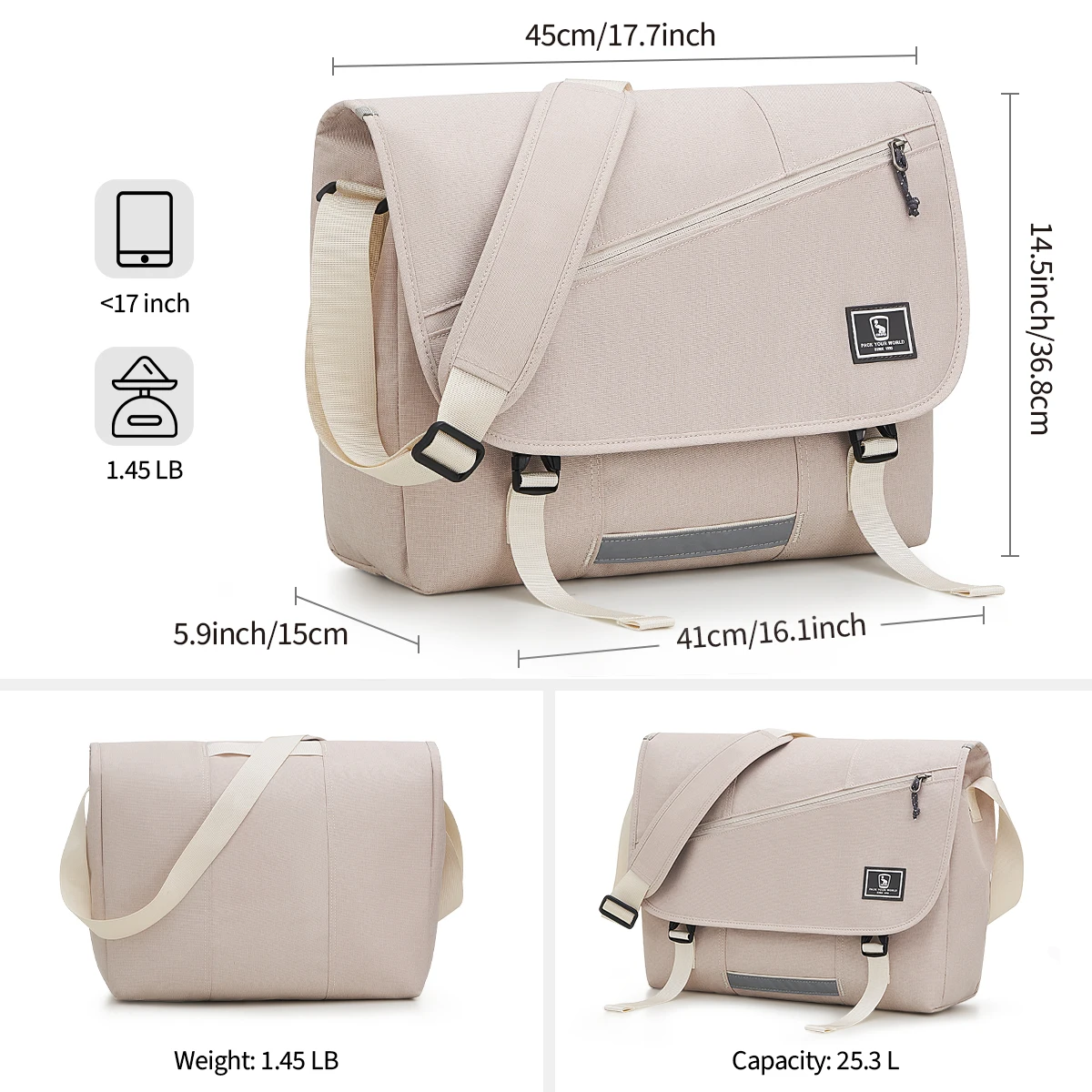 OIWAS OCK5578L 17-Inch Laptop Messenger Bag - White OIWAS OCK5578L 17-Inch Laptop Messenger Bag - White