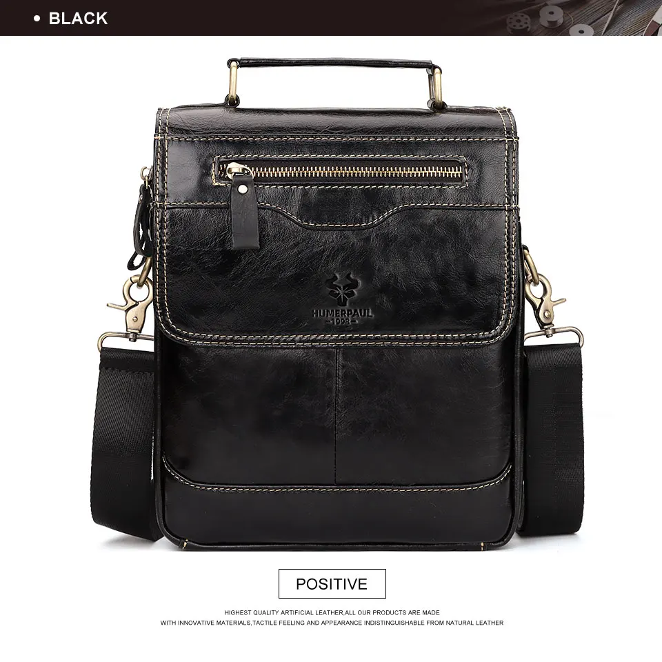 HUMERPAUL MH625 Genuine Leather Crossbody Bag - Black HUMERPAUL MH625 Genuine Leather Crossbody Bag - Black