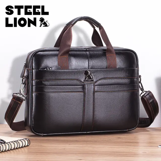Leather Men's Briefcase, Large Capacity Business Office Bag, Cowhide Computer Bag, Can Be Carried by Hand or Shoulder - AliExpress 1524
