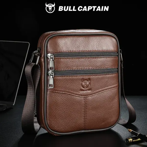 BULLCAPTAIN Men's Leather Shoulder Bag Multifunctional and High-Capacity Cowhide Crossbody Bag Handbag Casual Messenger Bag - AliExpress 1524