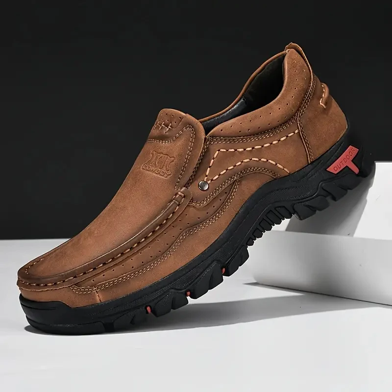 XK Cowboy 6800 Men’s Leather Slip-On Loafers Khakhi