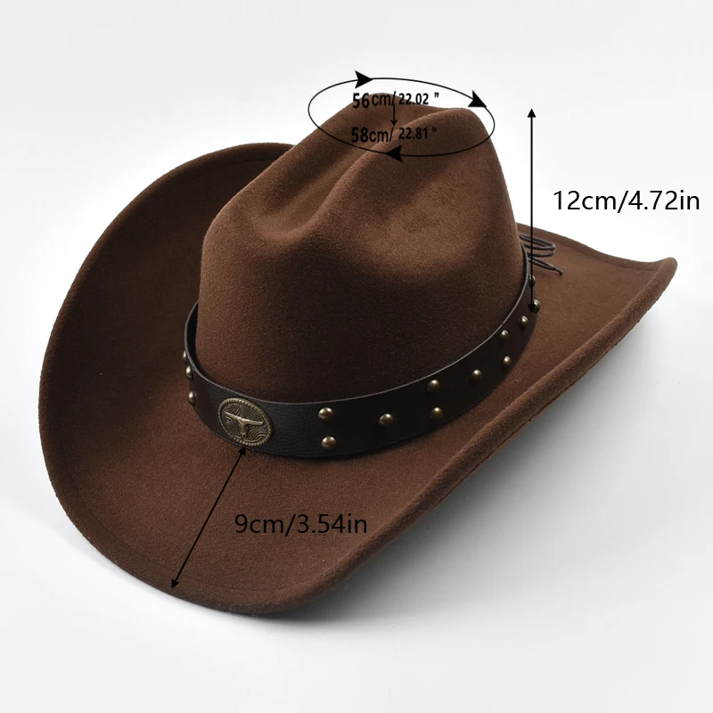 IF IFOND Vintage Western Cowboy Hat - Brown IF IFOND Vintage Western Cowboy Hat - Brown