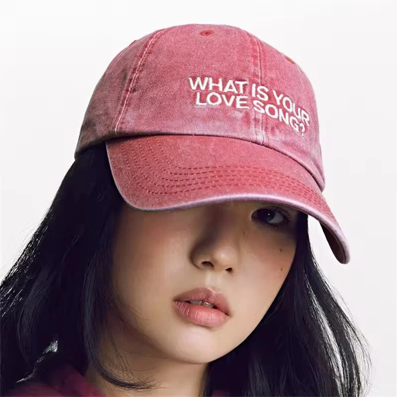 Embroidered Washed Baseball Cap - Pink Embroidered Washed Baseball Cap - Pink