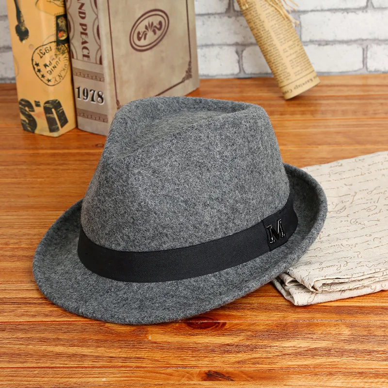 Men's Wool Fedora Hat Winter Warm Classic Homburg