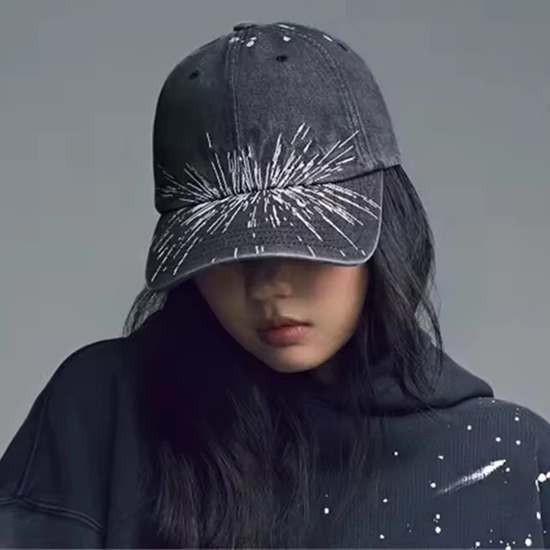 Embroidered Washed Baseball Cap - Black Embroidered Washed Baseball Cap - Black